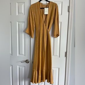 GESTUZ Silk Yellow Wrap Dress, size 38 / 6